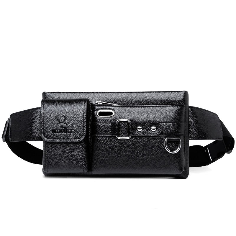 Men's Sports Waist Bag Multi Functional Outdoor Waist Bag PU Messenger Bag Riding Waist Bag