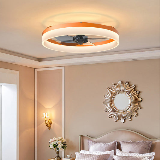 Ceiling Fans with Lights Dimmable LED Embedded installation of thin modern ceiling fans(Orange)
