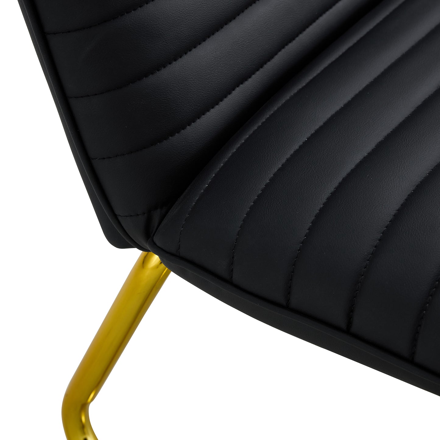 Black minimalist armless sofa chair with PU backrest and golden metal legs suitable for offices restaurants