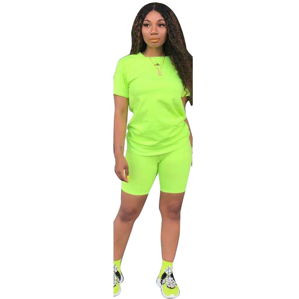 Round neck short sleeve shorts sports suit