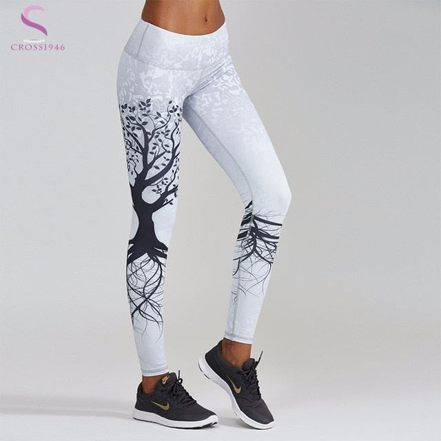 Women Sexy Yoga Pants Trees Printed Dry Fit Sport Pants Elastic Fitness Gym Pants Running Tight Sport Leggings Female Trousers