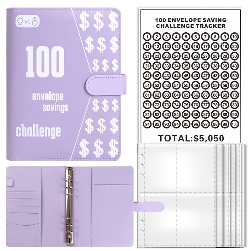 100 Envelope Challenge Binder Couple 100 Day Challenge Savings Handbooks Notebook