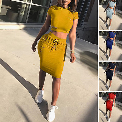 Two Piece Set Summer Dresses Women Sexy Patchwork Cocktail Party Bodycon Bandage Dress Wholesale