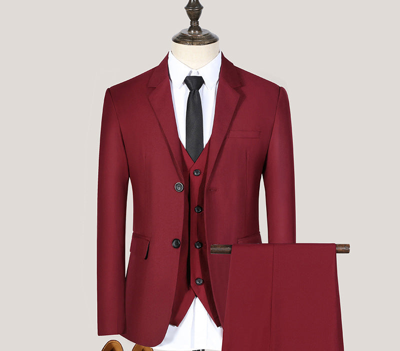 Spring and Autumn Youth Slim Fit Suit Set Men's Suit Men's Set Three Piece Wedding Dress Best Man Group Suit