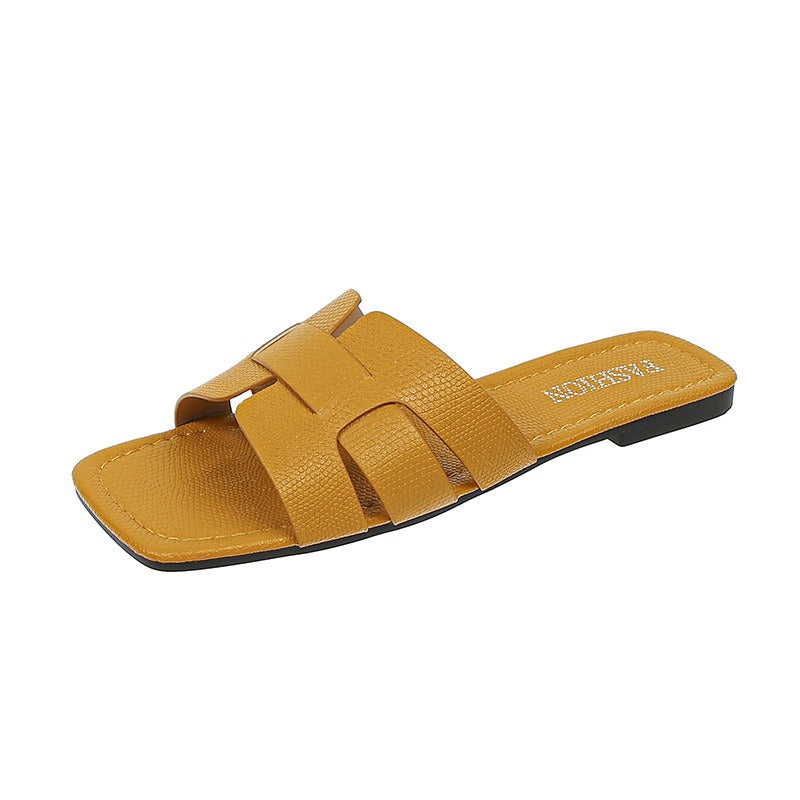 Square head H-shaped sandals for women's outerwear, summer new soft sole, casual and versatile fashion