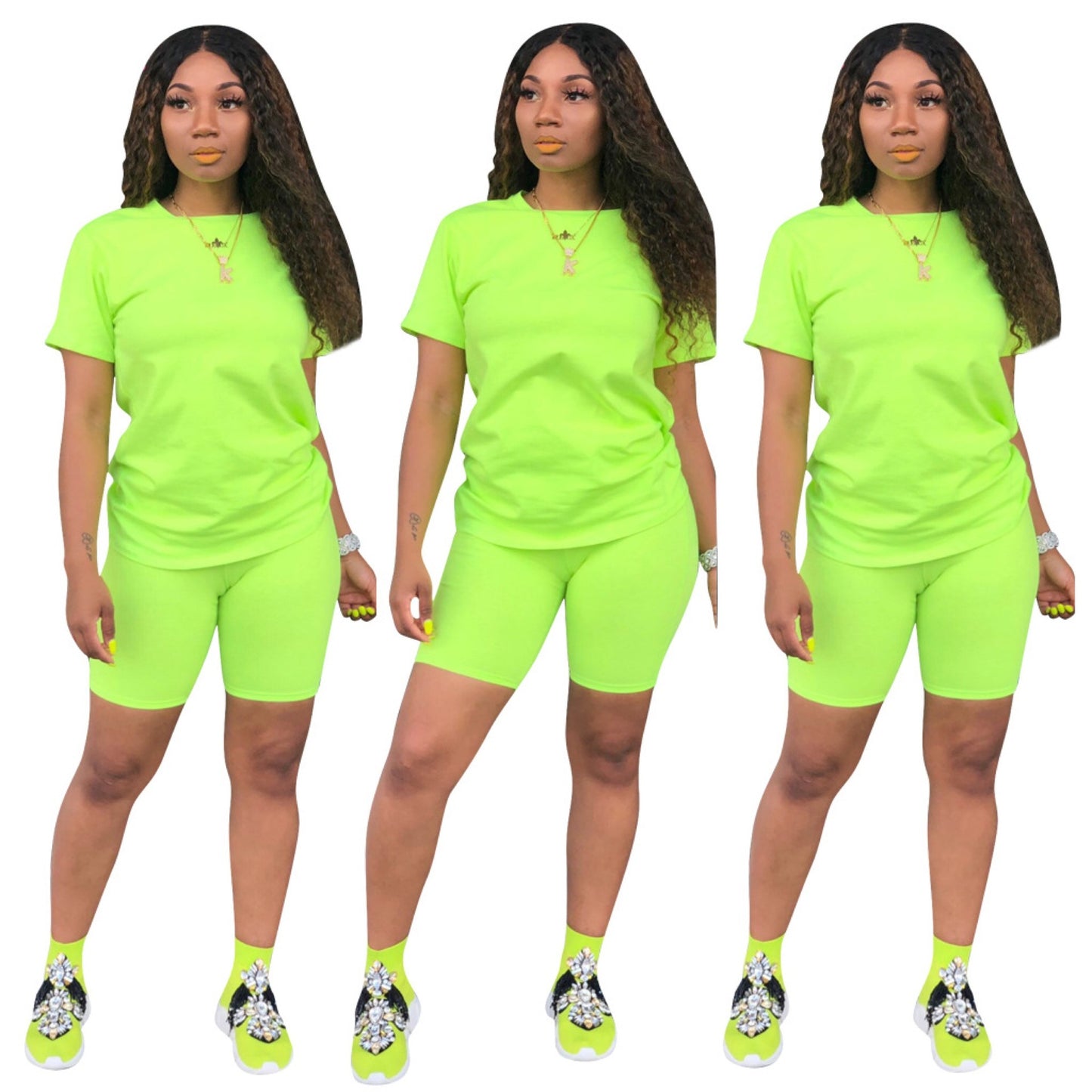 Round neck short sleeve shorts sports suit