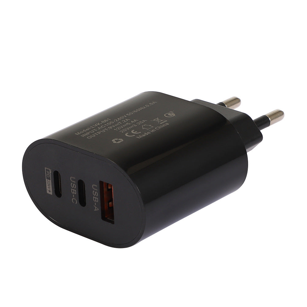 Type-C mobile phone charger 2A USB+2PD multi port US and European travel charging head