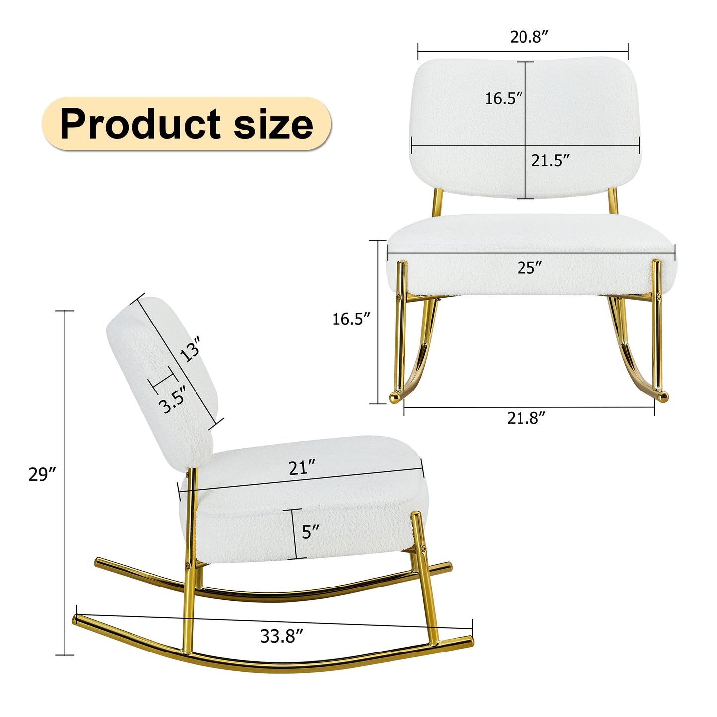 Teddy suede material cushioned rocking chair unique rocking chair cushioned seat