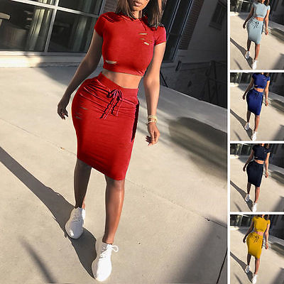 Two Piece Set Summer Dresses Women Sexy Patchwork Cocktail Party Bodycon Bandage Dress Wholesale