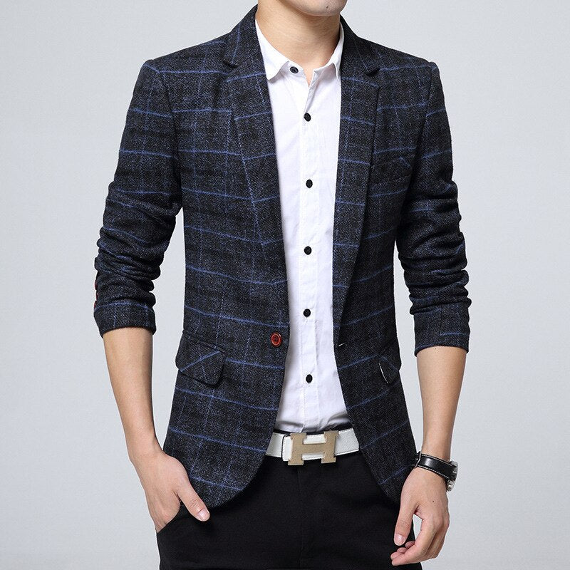 Men's casual suit jacket Korean version slim suit Dropshipping hot sale top coat business long sleeves button cotton blazers