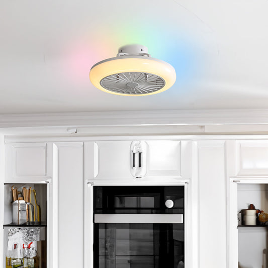 18" Smart LED Bladeless Ceiling Fans Remote with Alexa/Google, Modern Flush Mount RGB Ceiling Fan for Bedroom