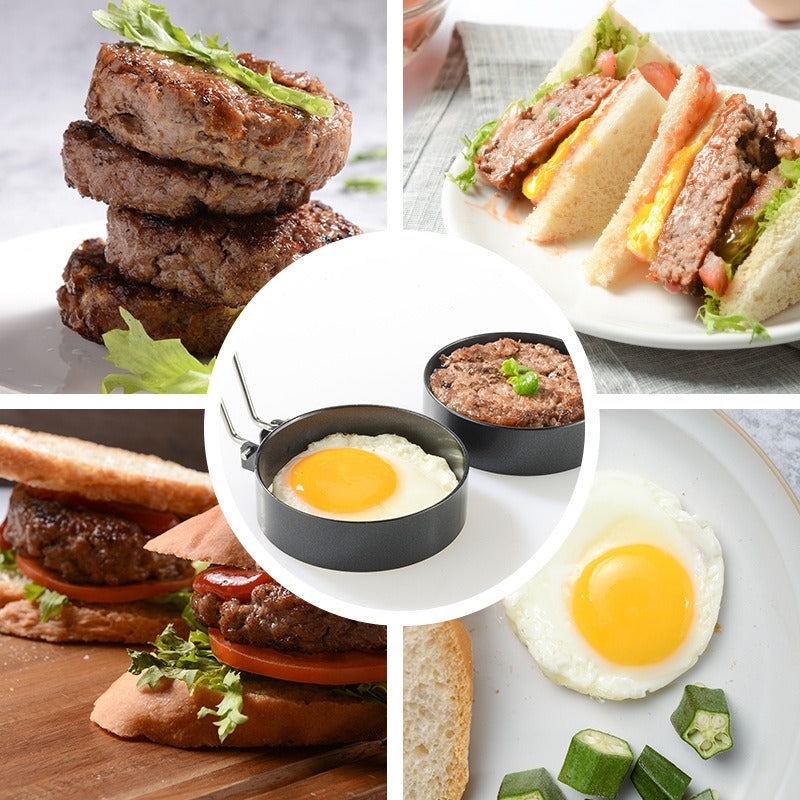 Creative thickened stainless steel non stick coating circular egg fryer hamburger patty mold