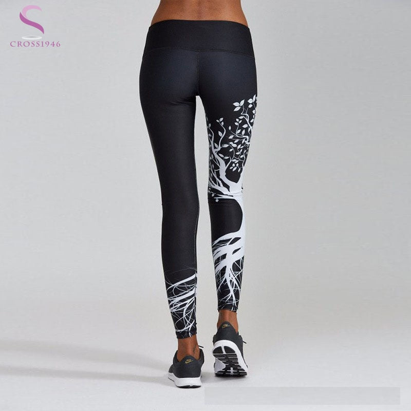Women Sexy Yoga Pants Trees Printed Dry Fit Sport Pants Elastic Fitness Gym Pants Running Tight Sport Leggings Female Trousers