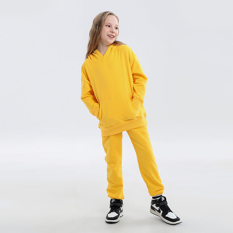 Children's Clothing Autumn And Winter New Terry Cotton Loose Hooded Sweater Suit Two-Piece Suit