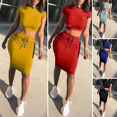 Two Piece Set Summer Dresses Women Sexy Patchwork Cocktail Party Bodycon Bandage Dress Wholesale