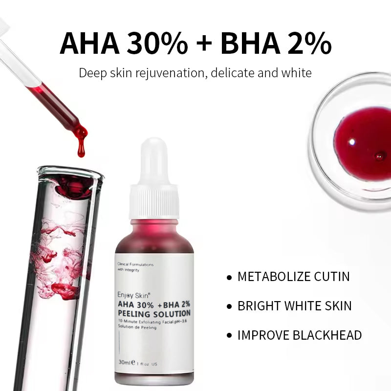 Hot Sell Natural Organic AHA 30% BHA 2% Serum Deep Peeling Exfoliating Solution Skin Facial Serum