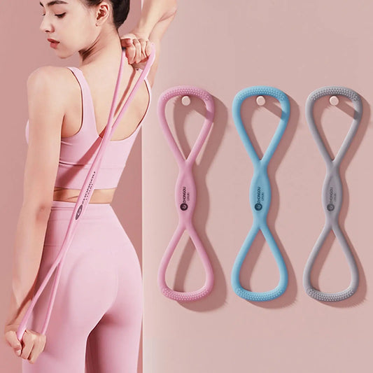 Yoga Gym Fitness 8 Shaped Resistance Band for Muscle Ligament Stretch Building Excersing Trainer Physical Stretching Exercises