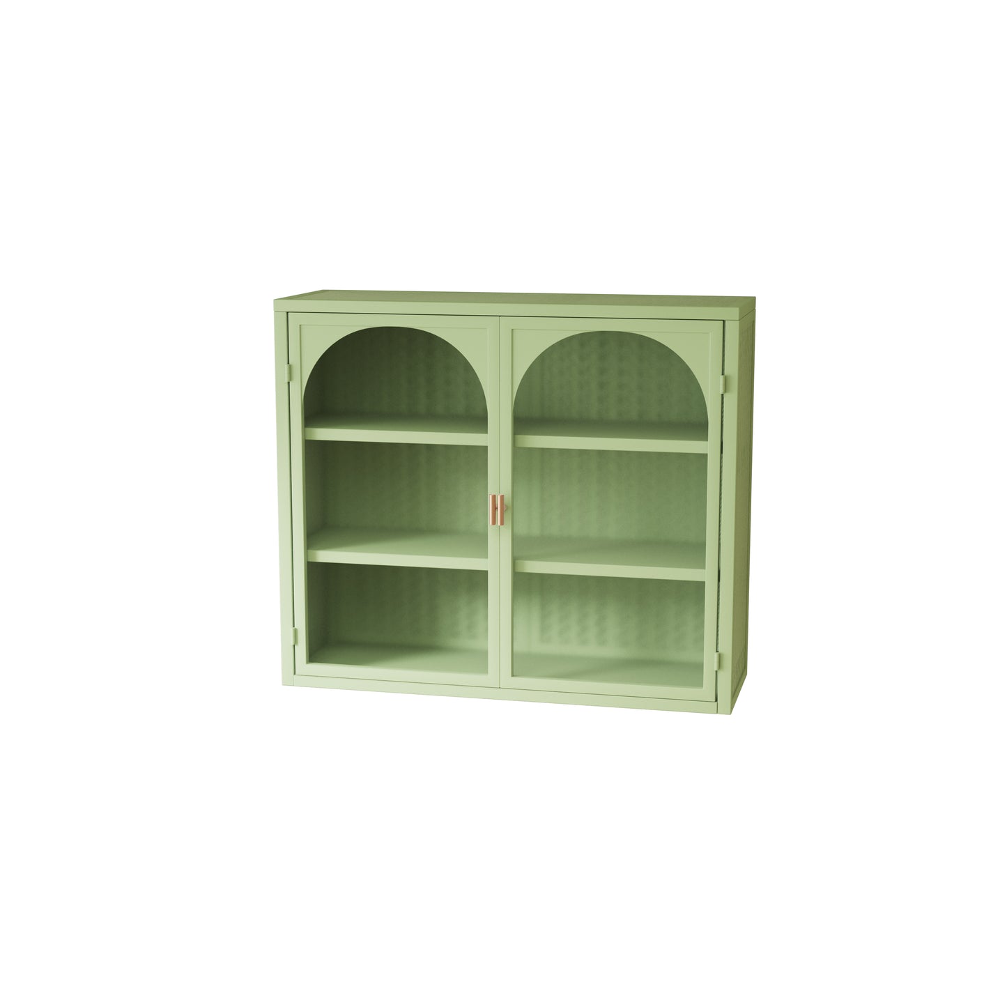 27.56"Glass Doors Modern Two-door Wall Cabinet with Featuring Three-tier Green