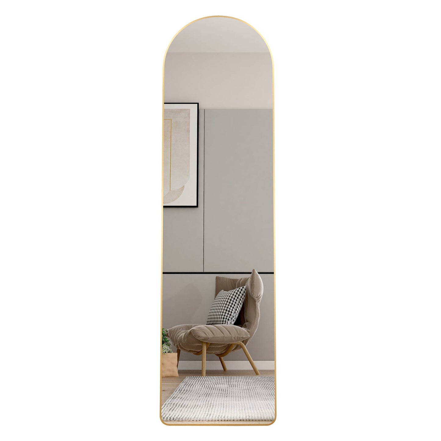 The 1st generation of floor mounted full length mirrors Aluminum alloy metal frame arched wall mirror bathroom makeup mirror