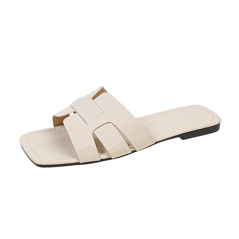 Square head H-shaped sandals for women's outerwear, summer new soft sole, casual and versatile fashion