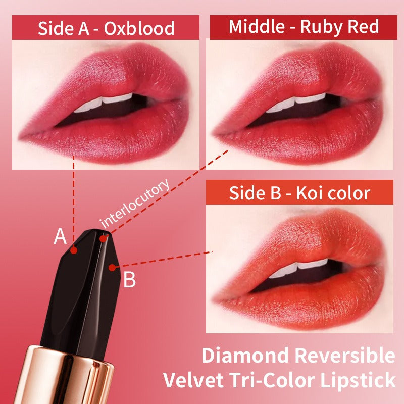 VIBELY Three-color lipstick for richness, moisturizing, non-smearing and non-sticky color-changing lipstick