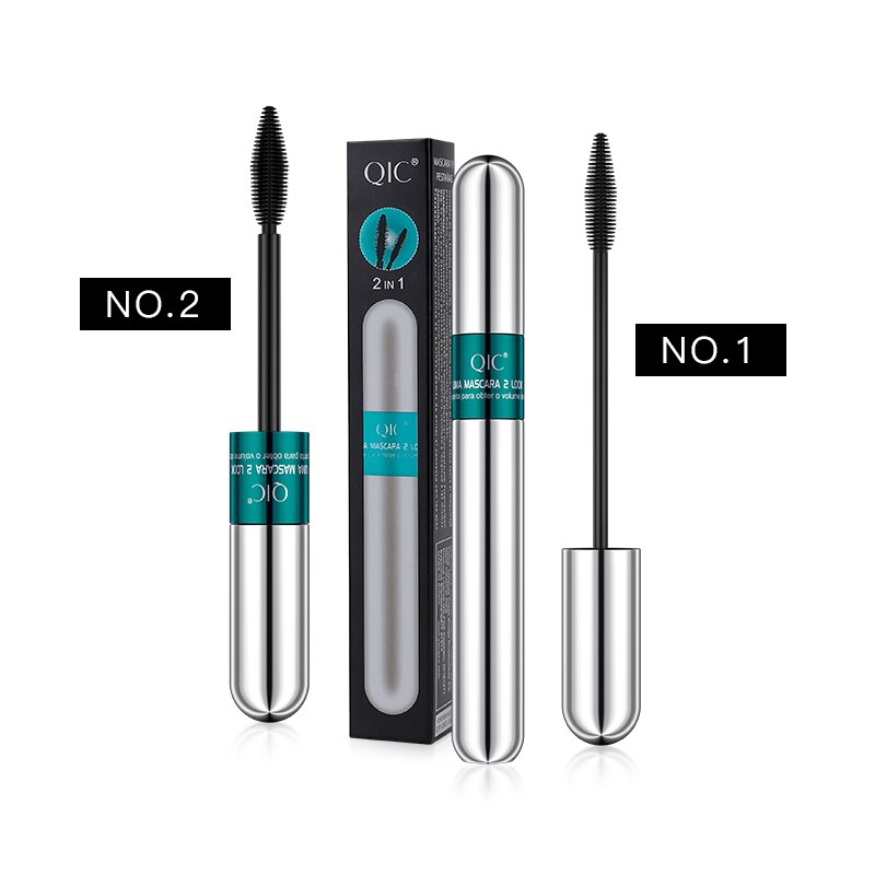 QIC Double Head Waterproof Mascara 4D Thick Pull Long Curl  Eyelashes Liquid Not Easy Dizzy Dye Eye Lashes Quick Waterproof