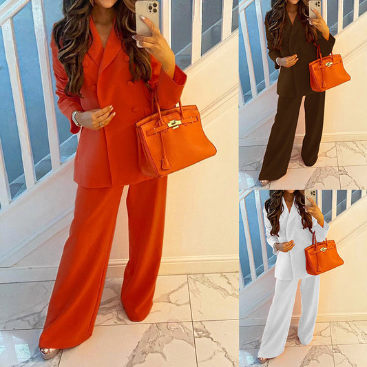 Autumn And Winter New Fashion Suit Jacket Casual Wide Leg Pants Suit