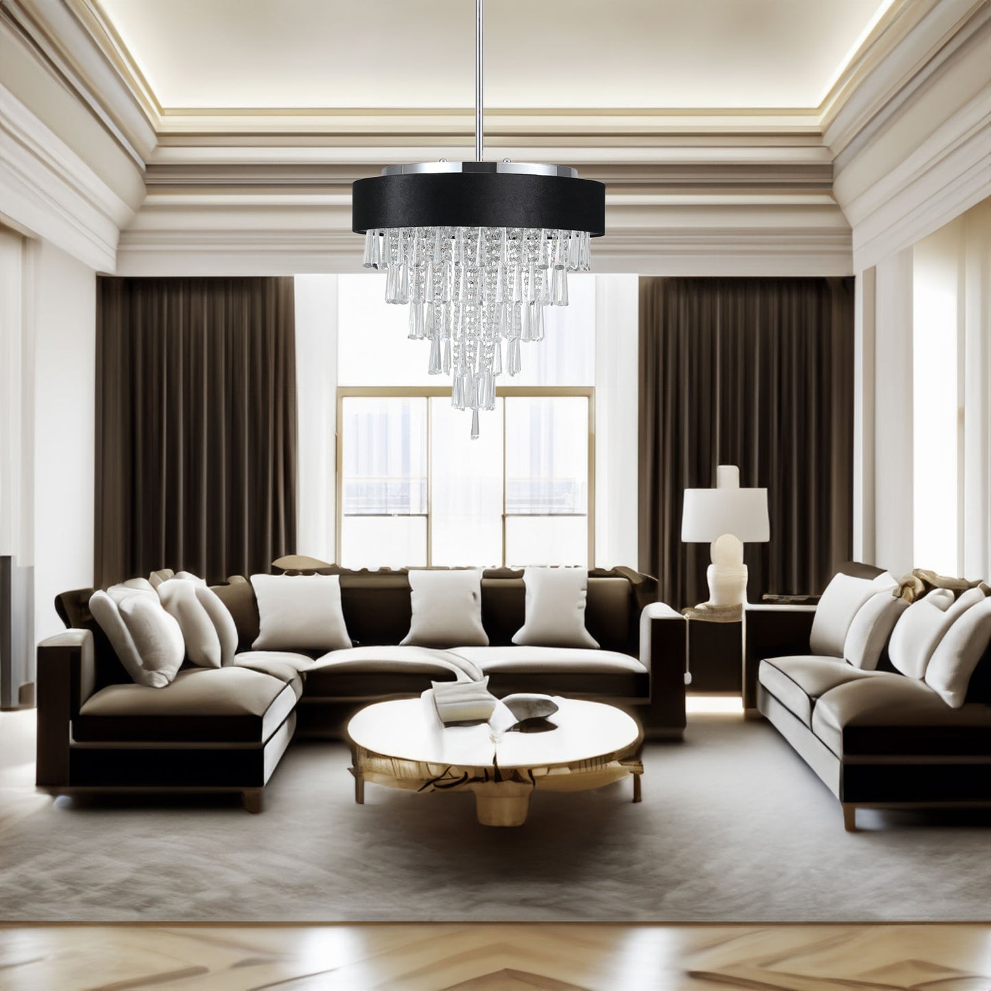 Modern Crystal Chandelier for  Living-Room Round Cristal Lamp Luxury Home Decor  Light Fixture