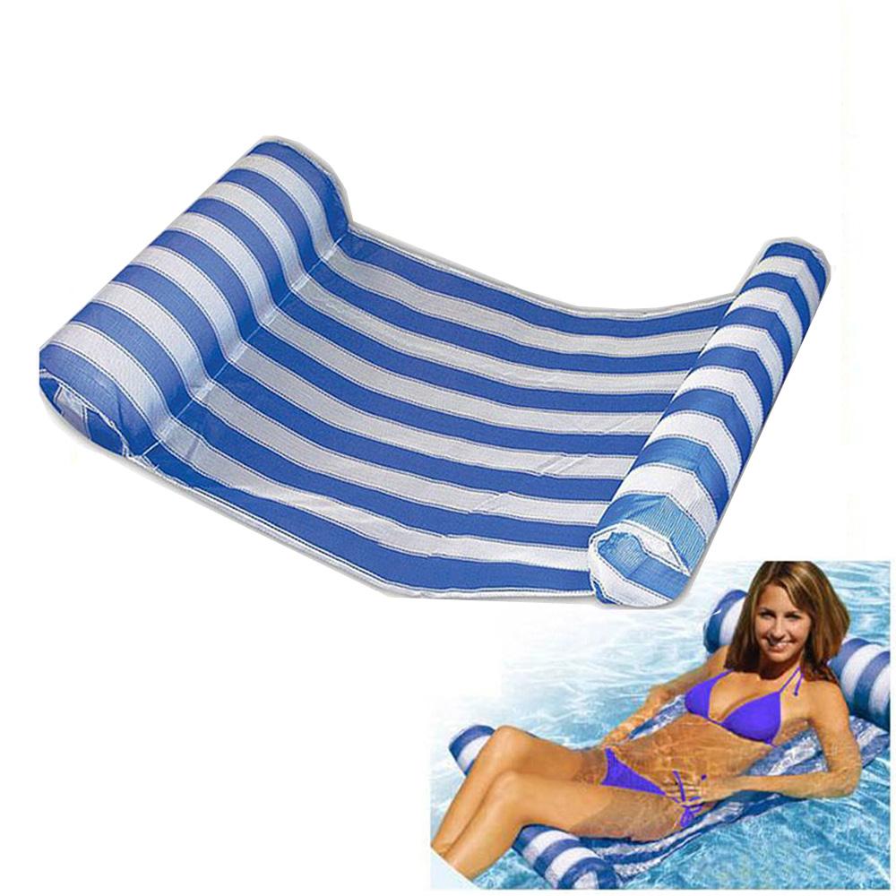 Swimming Pool Floats Air Mattress Inflatable Stripe Sleeping Bed Water Hammock Lounger Chair Float Swimming Pool Accessories