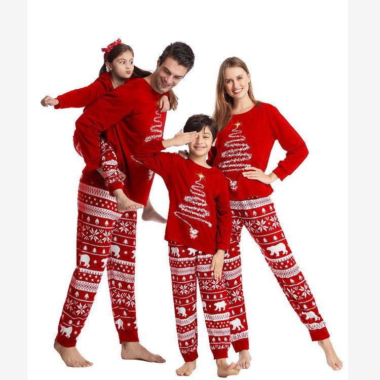 New Year Autumn and Winter Parent Child Costume Family Costume Christmas Cotton Parent Child Costume Pajama