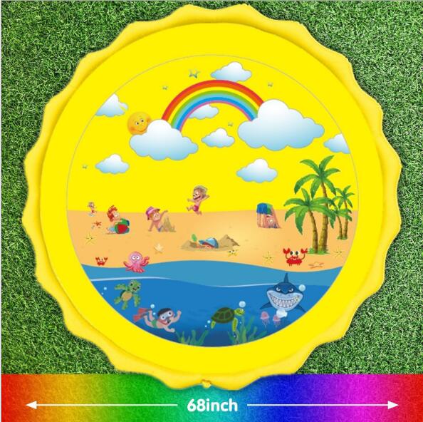 170 CM Summer Children's Baby Play Water Mat Games Beach Pad Lawn Inflatable Spray Water Cushion Toys Outdoor Tub Swiming Pool