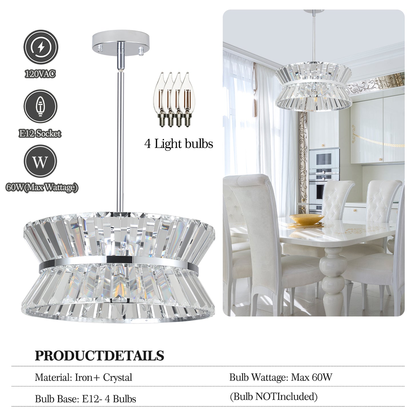 Modern Crystal Chandelier for Living-Room Round  Cristal Lamp Luxury Home Decor Light Fixture