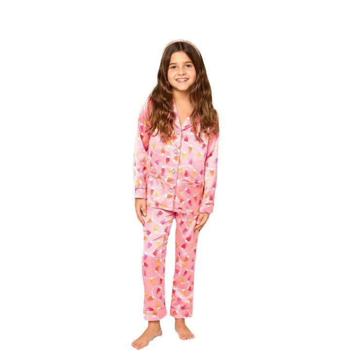 Parent child outfit European and American Christmas pajamas set printed home clothes for women