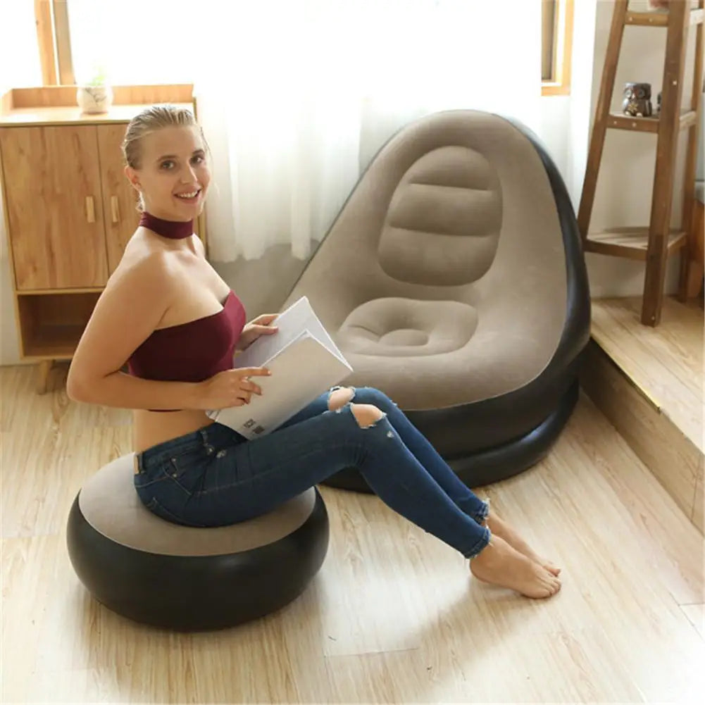 Iatable Air Mattress Lazy Sofa Deck Chair Comfortable Leg Stool Rest Single Beanbag for home and Outdoor Use