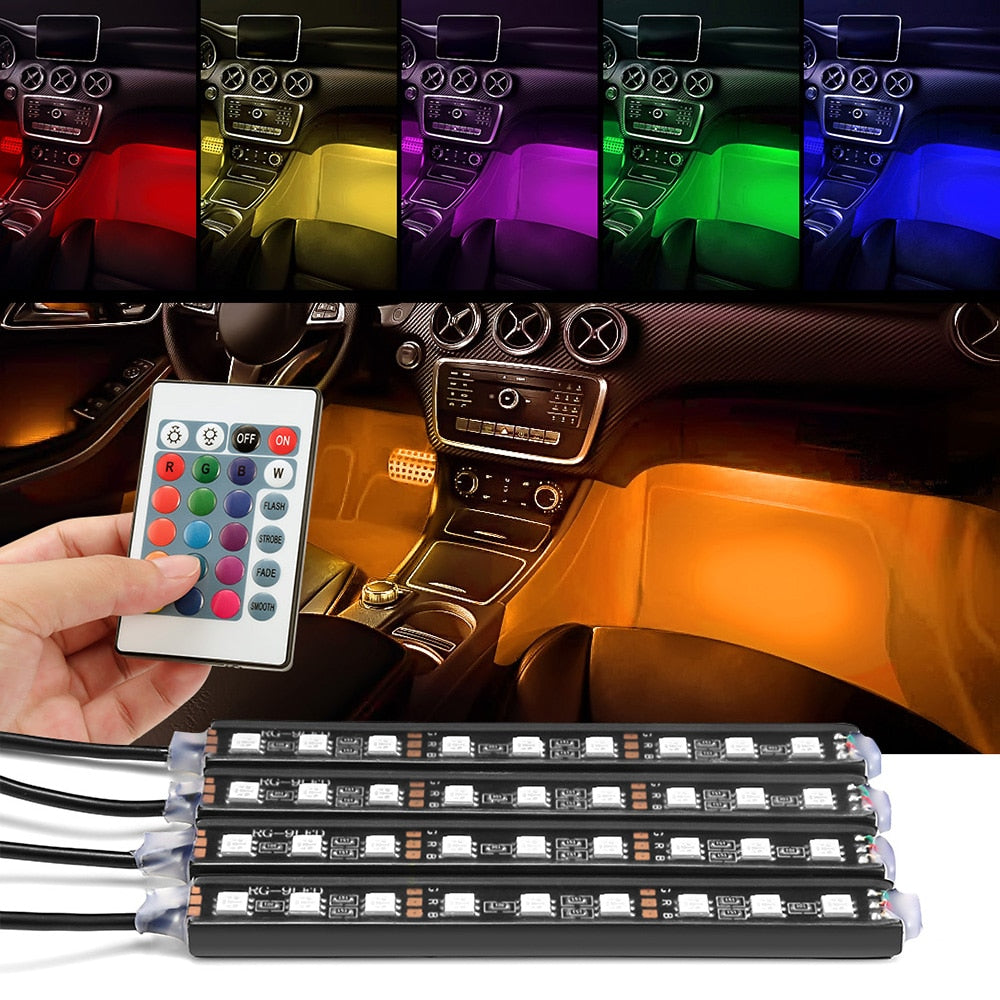 4pcs Car RGB LED Strip Light