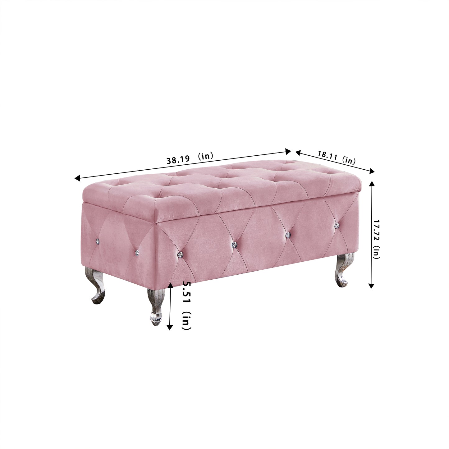 Storage Bench Flip Top Entryway Bench Seat with Safety Hinge Storage Chest with Padded Seat Pink Velet