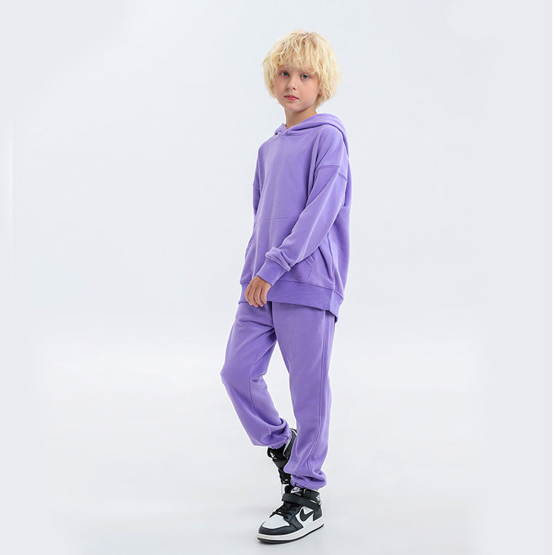 Children's Clothing Autumn And Winter New Terry Cotton Loose Hooded Sweater Suit Two-Piece Suit