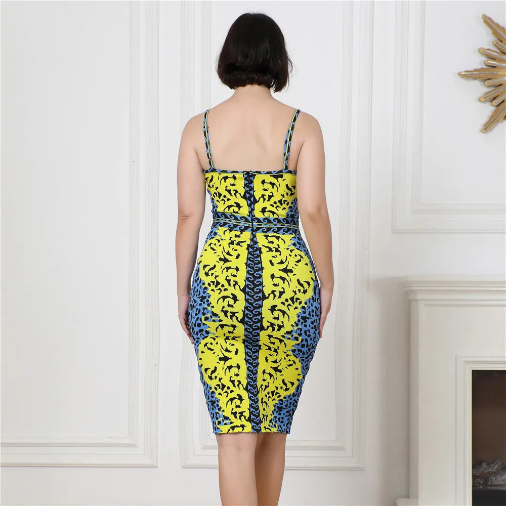 Fashionable Jacquard Knitted Bandage Dress Party Banquet Dress