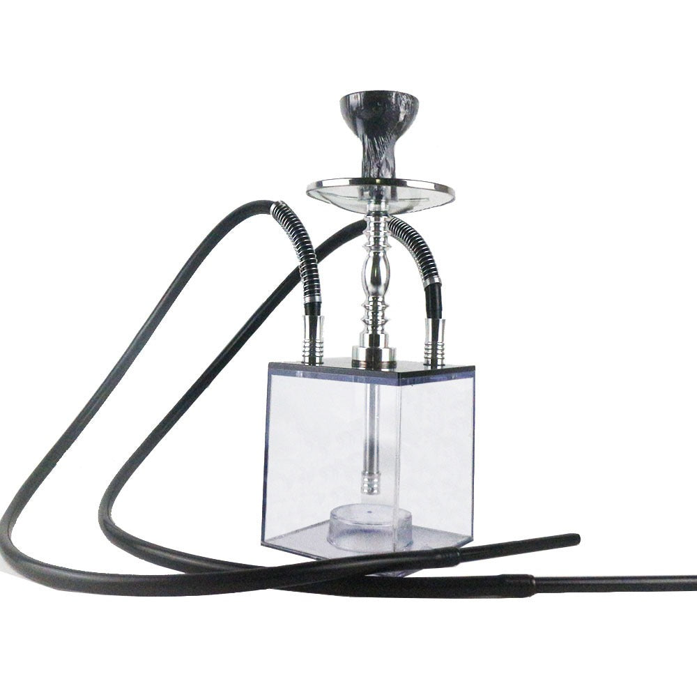Acrylic hookah set with LED light square double tube hookah finished accessories