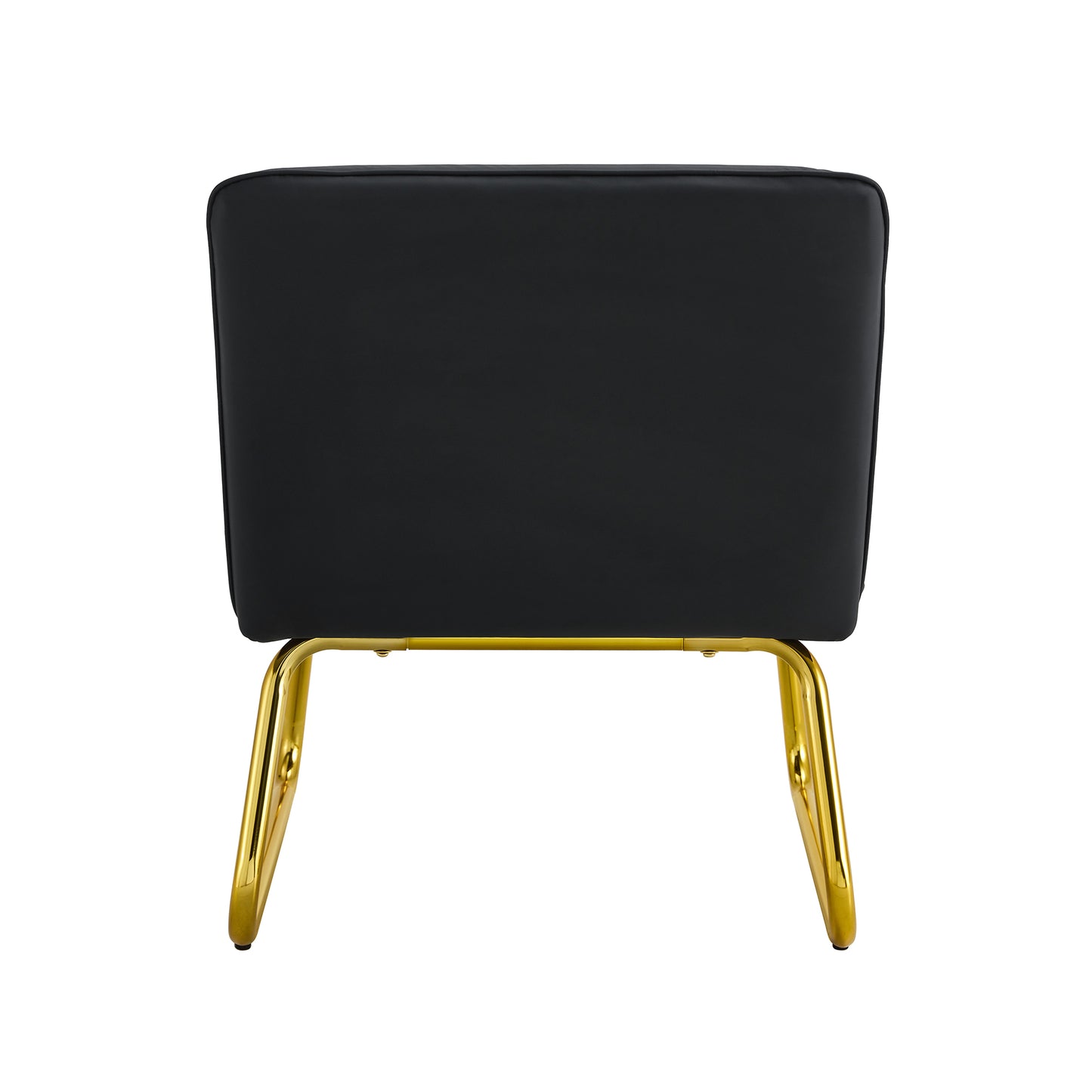 Black minimalist armless sofa chair with PU backrest and golden metal legs suitable for offices restaurants