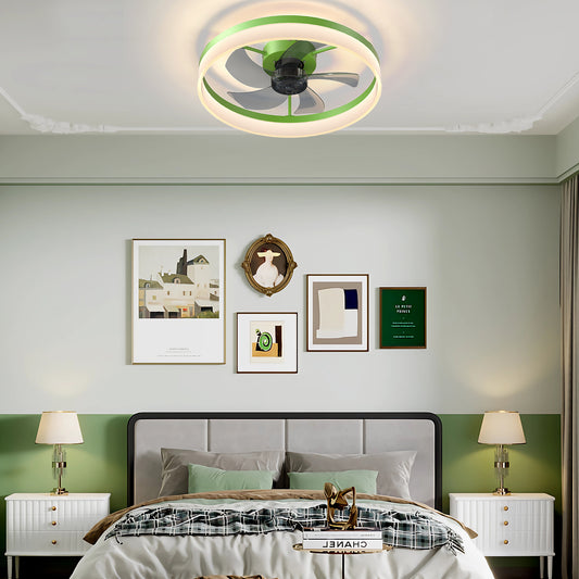 Ceiling Fans with Lights Dimmable LED Embedded installation of thin modern ceiling fans(Green)