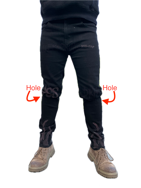 2024 Men&#39;s Jeans Ripped Skinny Hole Biker Trousers Stretch Slim Denim Pencil   Pants Street Punk Black Hot Drill Jeans For Men